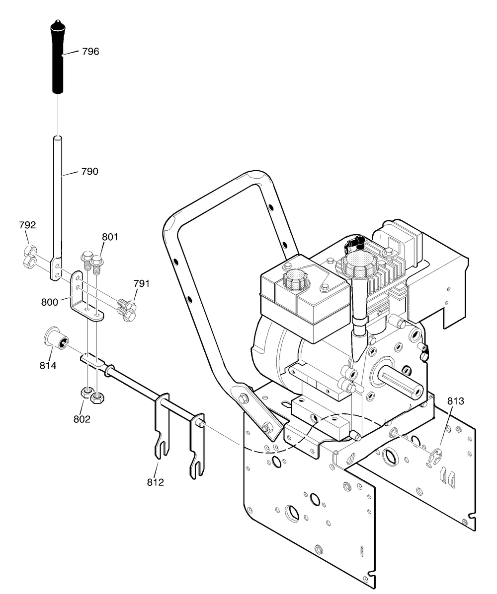 Shift Yoke Diagram and Parts List for 624505X4D 2003 Briggs and Stratton Snow Blower